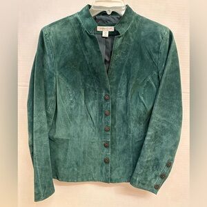 Coldwater Creek Suede Leather Green Jacket Size PS
